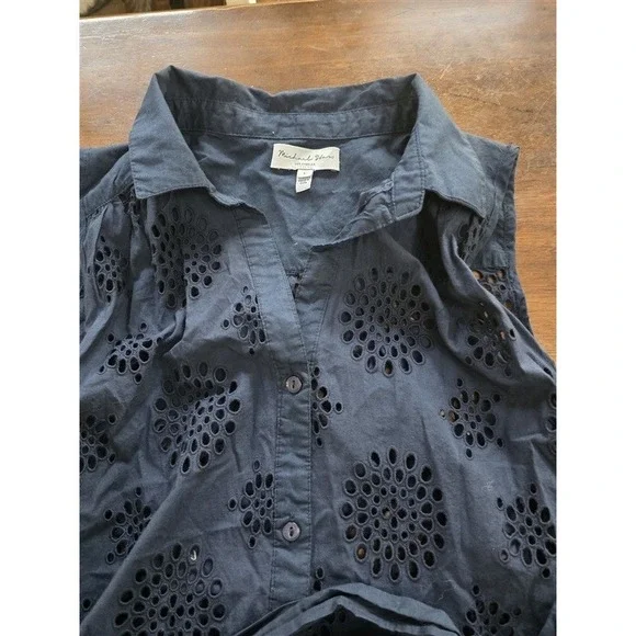 NWOT Michael Stars L Bernadette Button Shirt Dress Eyelet 124969 - Picture 5 of 6